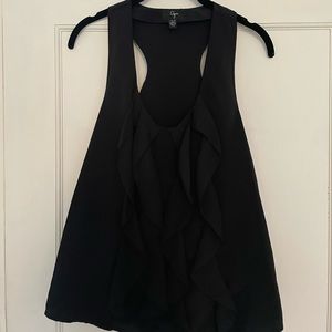 Aqua black sleeveless top with ruffles